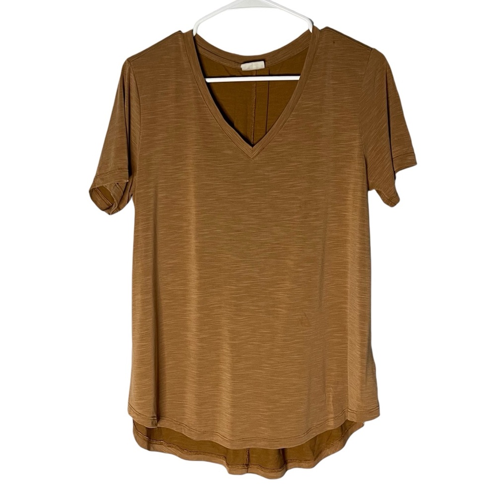 Mod Ref Hi Low Short sleeve Tee Shirt Brown Knit Sz M Women’s